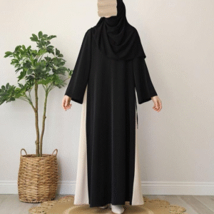 Elegant Black Georgette Classic Abaya with Stoller - 1 Pc